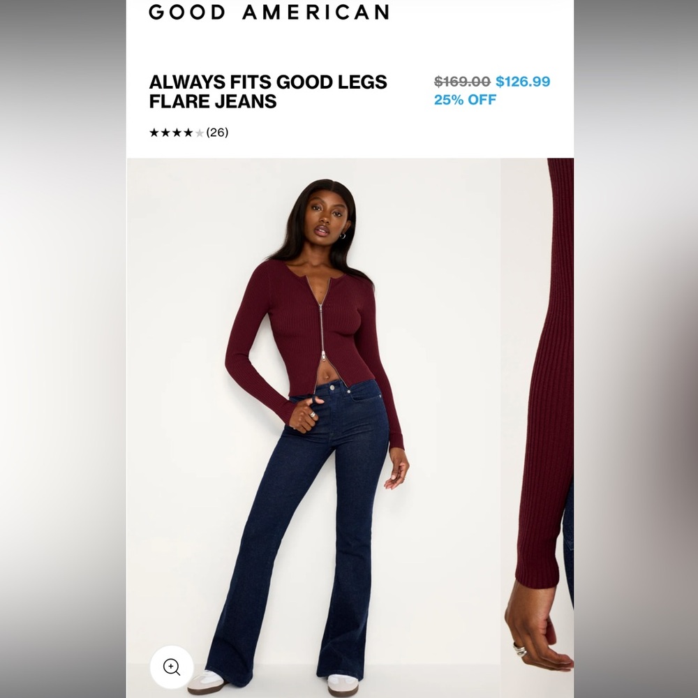 Good American Always Fits Flare Jeans Size 6-12